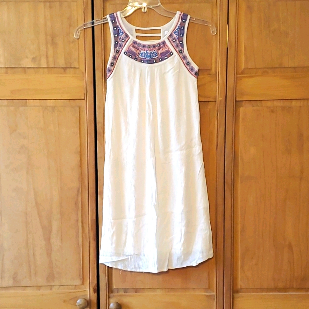 White Embroidered Boho Dress